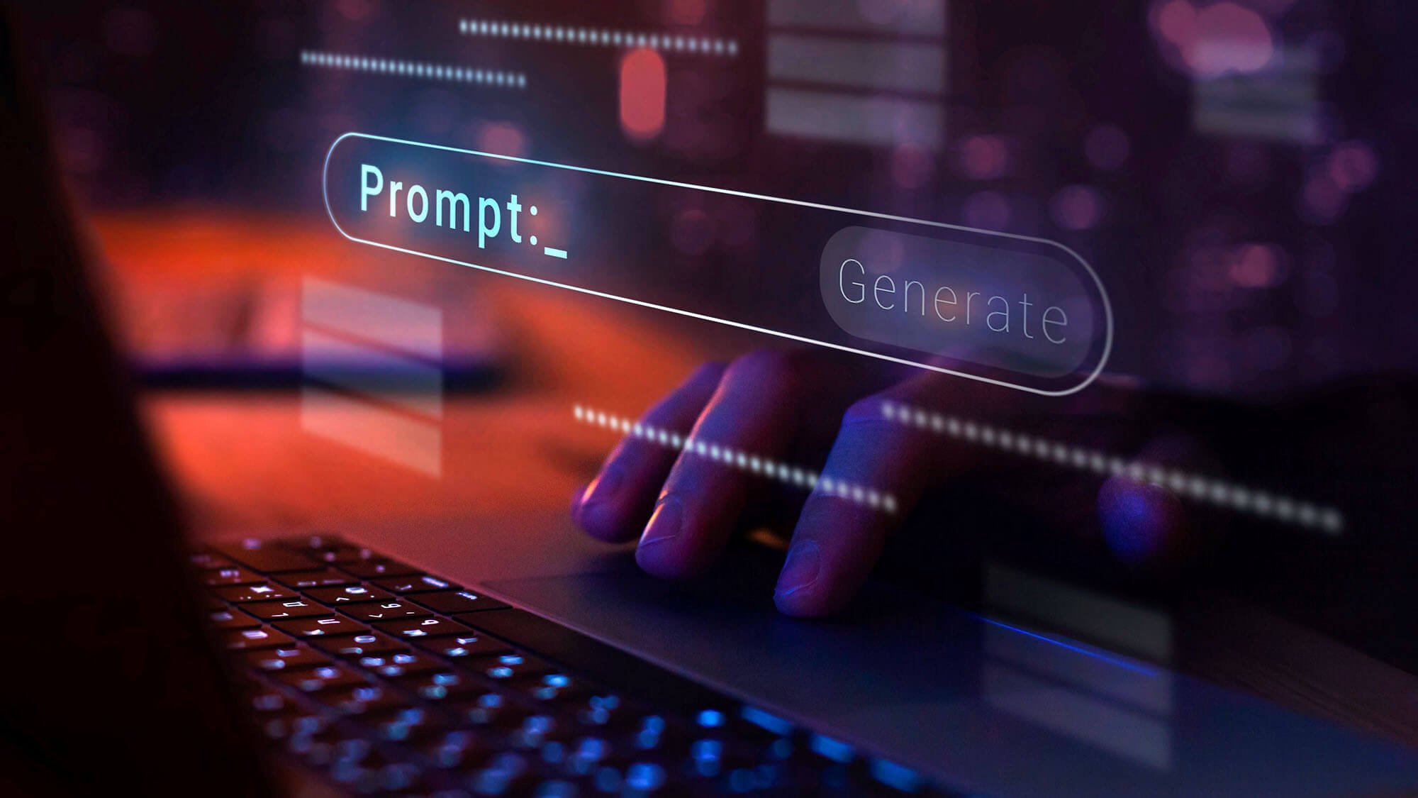 AI prompt to generate image or text, futuristic AI-powered prompt generation interface